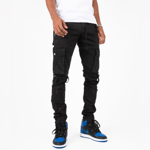THRT DENIM BLEAK (BLACK) SKINNY JEANS CARGO - Picture 2 of 5